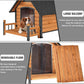 Dog House Outdoor Insulated for Winter, Puppy Kennel with Anti-Chewing Iron Frame, Weatherproof Dog Crate with Insulated Liner for Small Medium Large Dogs (Brown, 45" x 32.9" x 32.6")