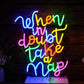 Dimmable When In Doubt Take A Nap Neon Sign USB Powered Colourful Neon Light for Wall Decor Funny Letters Led Light Up Sign for Study Room Office Bedroom Home Classroom Neon Decor