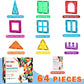 Magnetic Building Tiles for Kids,64 PCS Educational Magnetic Stacking Blocks for Boys Girls, Magnets Construction Toys,Stem Preschool Kindergarten Learning Toys