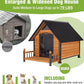 Large Outdoor Heated Dog House with Porch, All-Around Insulated Liner, Weatherproof Outside Dog House with Anti-Bite Metal Frame, Dog Kennel for Small Medium Large Dogs