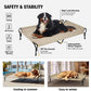 Veehoo Cooling Elevated Dog Bed, Guardrail Raised Pet Cot, Indoor & Outdoor XXL Pet Bed with Washable & Breathable Teslin Mesh, Non-Slip Feet, Dog Couch Bed, 62.5" x 37", Beige Coffee