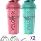 '-2 Pack- 28 oz Protein Shaker Bottles for Protein Mixes - 2x Wire Whisk | Leak Proof Shaker Cups for Protein Shakes | Protein Shaker Bottle Pack (Pink/Turquise)
