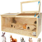 Wooden Hamster Cage,32" Lx16 Wx16 H,Animal Cabinet for Dwarf Syrian Hamsters Degus, Hamster Habitat with Openable Top and Large Acrylic Sheets, Natural Wooden Hamster Habitat.