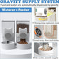 kathson Rabbit Gravity Auto Feeder Set 35oz Hanging Automatic Food Water Dispenser Cage Automatic Feeder Set for Rabbit Chinchilla Guinea Pig Hedgehog Ferret Kitty Puppy (Grey)