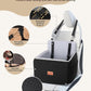 Dog Car Seat for Small & Medium Dogs Under 35lbs, Detachable & Washable Pet Car Seat, Interior Height 6 Inches Pet Travel Bed with Storage Pockets and 2 Dog Safety Belts (Black/Gray)