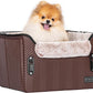 PETSFIT Car Seat for Dogs, Waterproof PU Leather Dog Car Seat for Small Dogs with Patent Safe Buckles, Clip-On Leash, Pet Travel Carrier Bed for Small Pets Up to 25lbs (Brown)