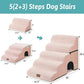 Extra Wide Dog Stairs with Tunnel, Detachable Large Pet Step for Small Medium Dog, Puppy or Cat, Ramp for High Bed, Couch, Sofa or Car, Stable, 19.7x33x22.4 inch, 5 Step, Pink