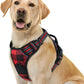 rabbitgoo Dog Harness No Pull with 2 Leash Clips, Adjustable Soft Padded, Reflective Oxford No Choke Pet Vest with Easy Control Handle for Large Dogs, Red Plaid, L