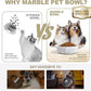 White Marble Dog Bowls, Non-Slip Dog Food Water Bowl Small, Heavy Duty Pet Bowl for Cats and Medium Dogs, Weighted African Natural Marble, Holds 4 Cups(5lbs)