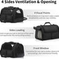FUKUMARU Cat Carrier, 4 Mesh Windows Small Dog Carrier, 4 Storage Pockets Cat Travel Bag, Under 15 lb Airline Approved Pet Carrier, Rollable Cover for Nervous Cats, Black