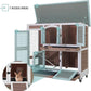 Rabbit Hutch Indoor Bunny House Guinea Pig Cage with Sliding Plastic Trays, Wheels & Ramp, 47.2" Multi-Door Wooden Small Animal Cage for Rabbits, Bunnies, and Guinea Pigs (Brown)