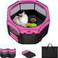 PETSFIT 29" Puppy Playpen with Removable Waterproof Mat & Zippered Roof | RV, Camping, Travel Dog Pen | Indoor/Outdoor Whelping & Cat Observation Space(29.5"x29.5"x16.5"H)