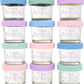 WeeSprout Glass Baby Food Storage Jars w/Lids (4 oz, 12 Pack Set) Snack, Puree, Reusable Small Containers, Breast Milk, Fridge or Freezer, Microwave & Dishwasher Safe, Essential Must Have for Infants