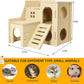 Tiny Hamster Maze Wood House with Slide House, Hamster Hideout Cage Accessories, for Dwarf Gerbils and Mouse Mice Rat Other Small Animals(Only Suitable for Hamsters)