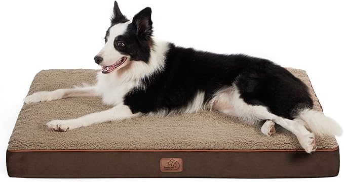 Bedsure Dog Beds Large Sized Dog - Orthopedic Flat Pet Beds with Removable Washable Cover, Egg Crate Foam Puppy Mat, Suitable for Pet Up to 65 lbs