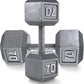 WF Athletic Supply Cast Iron Solid Hexagon Gray/Black Dumbbells, Strength Training Free Weights Set of 2 for Women and Men, Hand Weights Sold by Pairs, Multi-Select Size Options Available