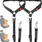 SlowTon Dog Seat Belt for Car, 2 Pack Dog Car Harness Seatbelt Adjustable with Elastic Bungee Buffer, 2 in 1 Pet Car Leash Headrest Restraint Dog Reflective Safety Tether (S, Black, Headrest+Clip)