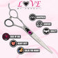 Kenchii Love Left Handed Dog Grooming Scissors, 7 Inch Straight Shears, Dog Scissors for Grooming, Professional Pet Grooming Scissors, Ergonomic & Comfortable
