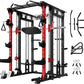 RitFit Buffalo Smith Machine, Power cage with LAT-Pull Down System & Cable Crossover System, All-in-One Squat Rack for Home Gym, Power Rack