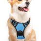 Eagloo Dog Harness Medium Sized Dog, No Pull Service Vest with Reflective Strips and Control Handle, Adjustable and Comfortable for Easy Walking, No Choke Pet Harness with 2 Metal Rings, Sky Blue, M