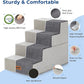 Dog Stairs for Large Dogs - Extra Wide Pet Stairs 2 in 1 with Zippers Suitable for Couch and Bed, Foam Dog Steps with Non Slip Bottom Grey 4 Steps, Grey