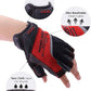'HANDLANDY Fingerless Work Gloves for Men and Women Utility Padded Half Finger Driving Working Gloves (Small, Red)