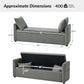 HULALA HOME Modern Storage Ottoman Bench with Throw Pillows, 59" Extra Long End of Bed Bench with Storage Pocket, Comfy Upholstered Footstool for Bedroom Entryway Living Room, Charcoal