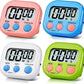 4 Pack Digital Kitchen Timer Magnetic Digital Timer with Big Display Loud Ring Cooking Timers for Cooking, Game, Gym, Break Time, Classroom(4,Pink, Blue, Green, White)