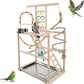 Bird Playground, Parrots Playstand for Small to Medium Birds, Perch Stand with 3 Ladders Playgym with Rope Perch, Swings Feeder Cups Bird Cage Accessories for Conure Cockatiel Lovebirds