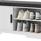 2-Tier Storage Bench, Shoe Bench with Thickened Padded Seat Cushion, Entryway Bench with 2 Doors, Adjustable Shelf, 13.8" D x 37.4" W x 18.5" H, for Entryway, Living Room, Bedroom, White