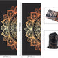 QiyI Yoga Mat Towel with Corner Pockets, Non Slip Sweat Absorbent Hot Yoga Towels, Soft Yoga Blankets with Travel Bag, Skidless Mat Cover for Workout, Gym, Fitness - 70"x26", Luxury Golden Mandala