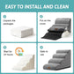Dog Stairs for Small Dogs 19.7" H, Curved Dog Step for Puppy, Older or Cat, Medium Pet Ramp for Sofa, Couch or Bed, Ladder with High Density Foam, 15.7x28.3x19.7 inch, 4 Step, Grey