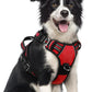 rabbitgoo Dog Harness Medium Sized, No Pull Dog Vest with 3 Buckles, Adjustable Soft Padded Pet Harness with Easy Control Handle and Reflective Strips, Red, M