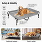 Veehoo Cooling Elevated Dog Bed, XL Raised Pet Cot with Guardrail & Slope Headrest, Durable Breathable Teslin Mesh, Non-Slip Feet, Washable Dog Couch Bed for Indoor & Outdoor, 50.5" x 33.5, Gray
