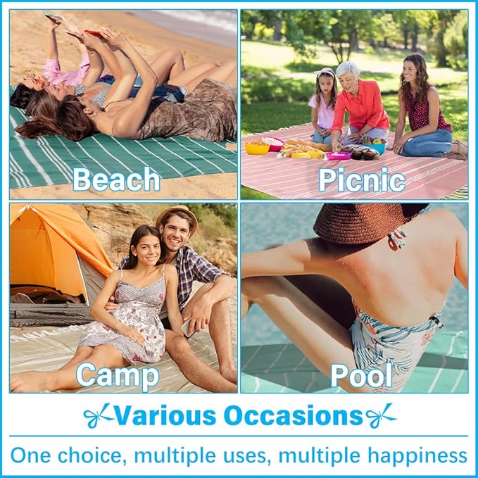Oversized Turkish Beach Towel Blanket XXL Cotton Sandproof Towels Boho Woven Extra Large Big Sand Free Giant Throw Thick Blankets Huge Quilt XL Picnic Camping Necessities Cloud For Adult Gifts Aqua