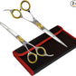 Sharf Professional Pet Shears Kit: Gold Touch Dog Grooming 7.5 Inch Curved Shear & 7.5 Inch Straight Scissors | Must-Have Groomers & Home Groomer Scissors Set