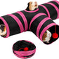 Rypet Guinea Pig Tunnel, 3 Way Collapsible Rabbit Tunnel, Small Pet Tunnels and Tubes with Interactive Ball for Rabbit Ferret Hamster Chinchilla Hedgehog Hiding and Resting