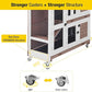 Aivituvin Rabbit Hutch Bunny Cage with Wheels Indoor Outdoor 47" Two Story Guinea Pig Cage with 2 Deep No Leak Tray