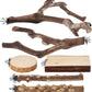 6-Piece Bird Perch Set - Natural Wood Grape Sticks, Paw Grinding Forks, Bird Stand & Toys for Parakeets, Cockatiels, Conure, Budgies