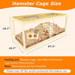 Large Hamster Cage 48", Front Opening Lockable Sliding Door Gerbil Cage, Dwarf Hamster Cage with Metal Mesh Roof, Chewproof Syrian Hamster Habitat Enclosure, (Wooden, 48" L x 20" W x 20" H)