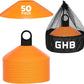 GHB Soccer Cones 25/50/100 Pack Disc Soccer Sport Cones Training Field Marker Agility Cones for Traffic, Basketball, Coaching, Practice Equipment Includes Cone Drills Guide