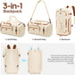 Gym Bag for Men and Women with Shoe & Laptop Compartment, 3-in-1 Sports Travel Duffel Bag Anti-Theft Weekender Carry-On Backpack for Airplane & Workout, Overnight Travel Bag,35L (Beige, Medium)