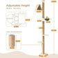 FUKUMARU Floor to Ceiling Cat Tree, 6 Level Adjustable Height (6-10 ft) Climbing Tower with Thickened Scratching Posts, Cats Activity Center with Cozy Hammock - Beige