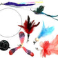 Interactive Cat Teaser Wand with Feather Attachments, Multi-Color Toys, 8 Piece Set