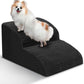 Dog Stairs for Small Dogs - High Density Foam Pet Steps, Extra Wide Dog Ramp with Non-Slip Bottom for High Beds, Couch and Sofa, Best for Dogs Injured, Older Doggy Cats,2 Steps, Black