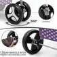 MoNiBloom 3 Wheels Pet Dog Cat Stroller for Small Medium Dogs Cats, Foldable Jogger Stroller w/Storage Basket and Cup Holder, Purple Polka Dots