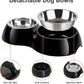 Double Dog Bowls Set – Non-Slip Pet Food & Water Dishes with Resin Stand, Includes Small (1 Cup) & Medium (2 Cups) Bowls – Ideal for Puppies, Cats, and Medium Dogs –Black