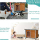 Indoor Outdoor Dog House,Anti-Chewing Iron Frame Dog Kennel,Wood Warm Pets Home,Weatherproof Outside Shelter for Feral Animal 33.5" (L) X 22" (W) X 25.2" (H) Brown