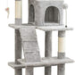 MWPO 63.8 inches Multi-Level Cat Tree for Large Cats with Sisal-Covered Scratching Posts, Padded Platform, Hammock and Condo,Stable Cat Tower Cat Condo Pet Play House-Light Gray