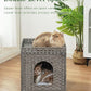 Cat Beds for Indoor Cats Extra Large Double Cat Cave Pet Cube, Handwoven Rattan Cat Houses with Double-Sided Soft Cushions, 18.5 x 20.5 x 19.1 Inches Foldable Hideaway in Living Room Gray